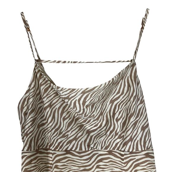 NWT Forever 21 Mini Dress Womens L Brown Zebra Print Y2K Going Out 2000s - Picture 2 of 4